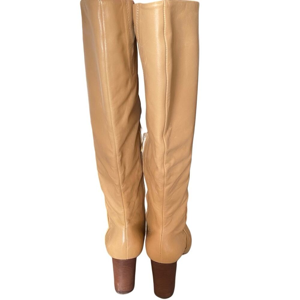 Pour La Victoire Imari Light Cognac Camel Leather Knee High Heeled Boots 6.5 - Picture 3 of 14